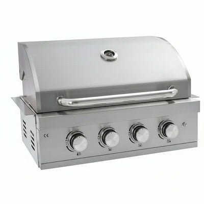 27 in Built-In Outdoor Gas BBQ Grill, 4-Burnerstainless Steel Drop-In Grill, 304 Brushed Stainless Steel, Heavy Duty Outdoor Kitchen Island Grill (Without Lighting)