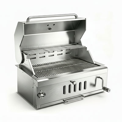 Built-In Charcoal Grill Designed for Outdoor Kitchens, 445 Sq In Cooking Surface, Adjustable Charcoal Pan