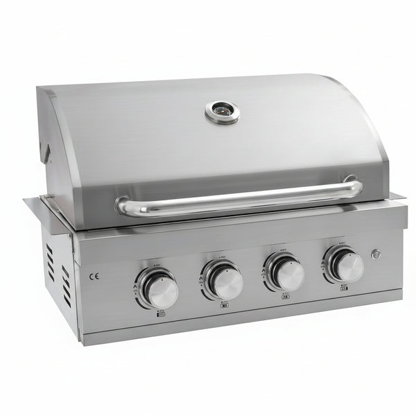 27 in Built-In Outdoor Gas BBQ Grill, 4-Burnerstainless Steel Drop-In Grill, 304 Brushed Stainless Steel, Heavy Duty Outdoor Kitchen Island Grill (Without Lighting)
