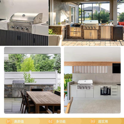 27 in Built-In Outdoor Gas BBQ Grill, 4-Burnerstainless Steel Drop-In Grill, 304 Brushed Stainless Steel, Heavy Duty Outdoor Kitchen Island Grill (Without Lighting)