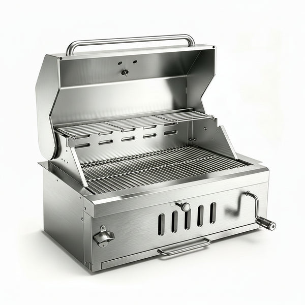 Built-In Charcoal Grill Designed for Outdoor Kitchens, 445 Sq In Cooking Surface, Adjustable Charcoal Pan