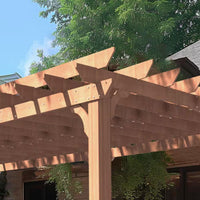 24 Ft. W X 12 Ft. D Cedar Wood Patio Pergola Shade Structure for Outdoor, Brown
