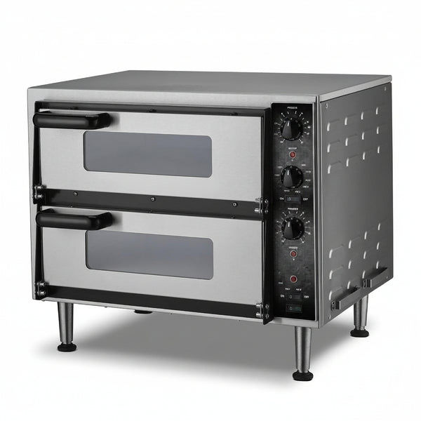 Electric Pizza Oven Built for Commercial Use, Double Ceramic Deck, 280-600°F Control, 14 Inch Capacity