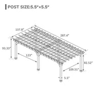24 Ft. W X 12 Ft. D Cedar Wood Patio Pergola Shade Structure for Outdoor, Brown